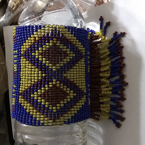 Vintage Jewelry - Vintage Native American Inspired Beaded Fringe Cuff Bracelet/Arm band